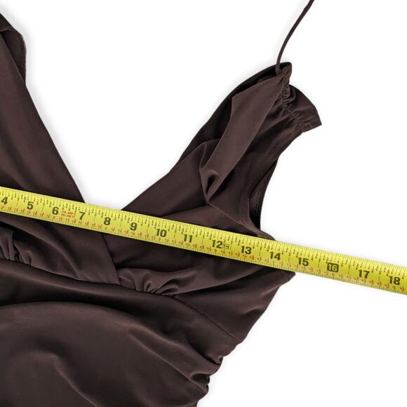 Ruched Y2K Ocean Ogee Scarf Hem Asymmetrical Satin Dress - Picture 6 of 12